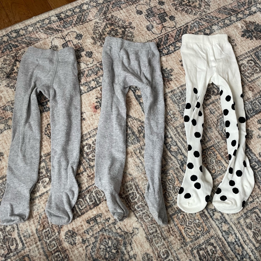 Janie and Jack Gray and White Polka Dot Leggings